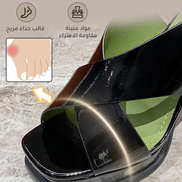 Healthy-foot حذاء كعب عالٍ أنيق للنساء بطراز كلاسيكي، بكعب يرتفع 10 سم، مزود بحزام قابل للتعديل عند الكاحل وتصميم مفتوح من الأمام، مع نعل مريح وناعم يمنع التعب حتى بعد الوقوف لفترات طويلة-healthy-foot