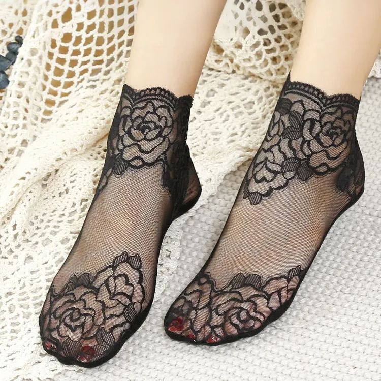 Healthy-foot  جوارب الحماية من الشمس المطبوعة بالدانتيل للنساء قابلة للتنفس وناعمة ومصنوعة من دانتيل متين لن ينكسر، مما يعزز المظهر المثير والأنيق-healthy-foot