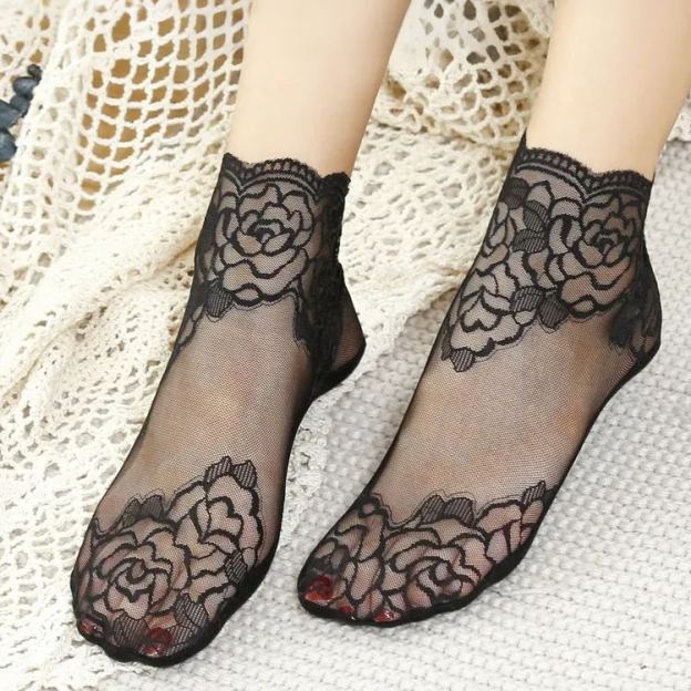 Healthy-foot  جوارب الحماية من الشمس المطبوعة بالدانتيل للنساء قابلة للتنفس وناعمة ومصنوعة من دانتيل متين لن ينكسر، مما يعزز المظهر المثير والأنيق-healthy-foot