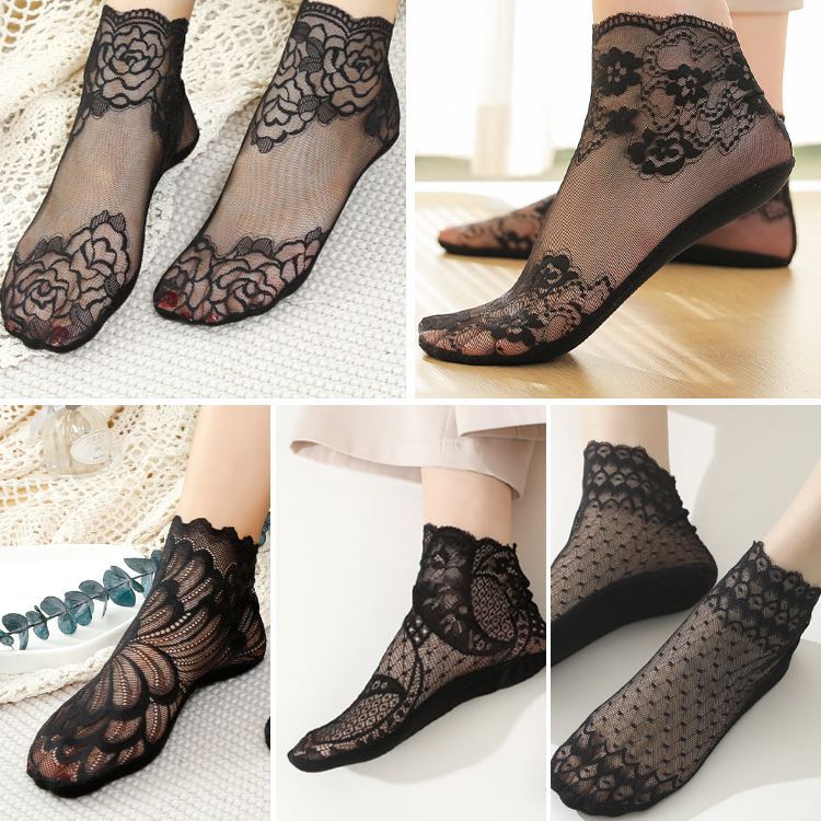 Healthy-foot  جوارب الحماية من الشمس المطبوعة بالدانتيل للنساء قابلة للتنفس وناعمة ومصنوعة من دانتيل متين لن ينكسر، مما يعزز المظهر المثير والأنيق-healthy-foot