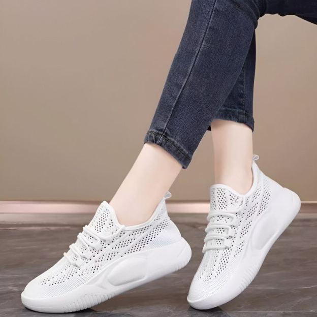 Healthy-foot   حذاء رياضي نسائي ذو منصة مستديرة من الأمام، مصنوع من مادة محبوكة عالية المرونة مع ثقوب قابلة للتنفس من أجل الراحة والتهوية، مناسب للرياضة والارتداء اليومي-healthy-foot