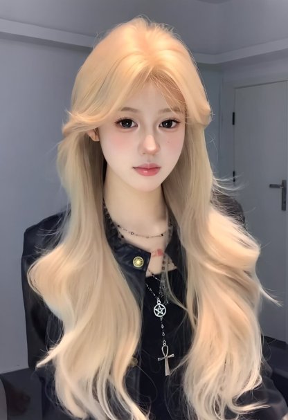 Starlight 💫 Blonde / Black / Brown / Orange Wig – Middle-Part Fringe, Straight / Wavy, Exclusive Design, Full Cap, 65–75cm