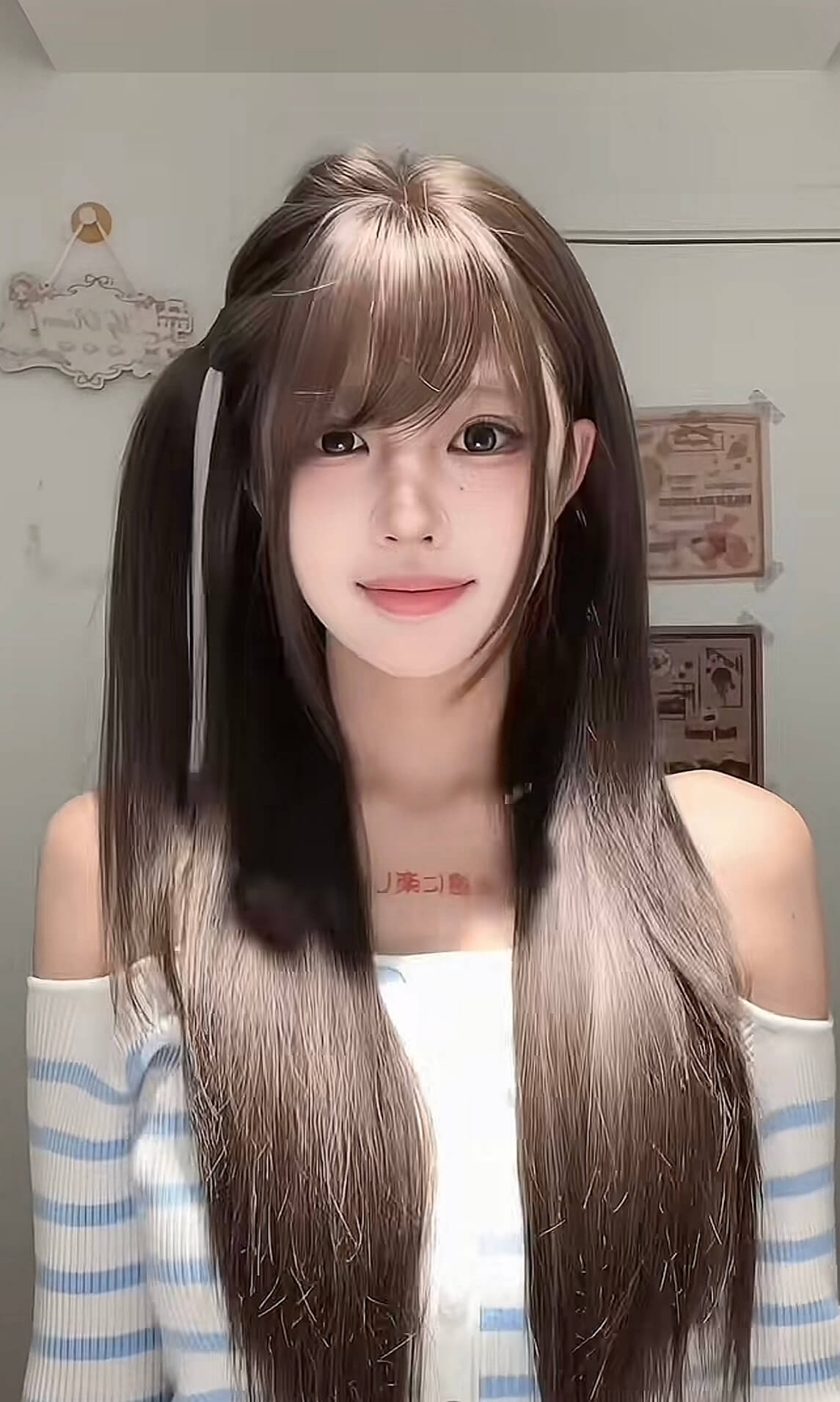 Iced Mocha 🧊 Long Straight Layered Wig with Wispy Bangs - Cool Ash Brown, Heat Resistant, 65-70cm