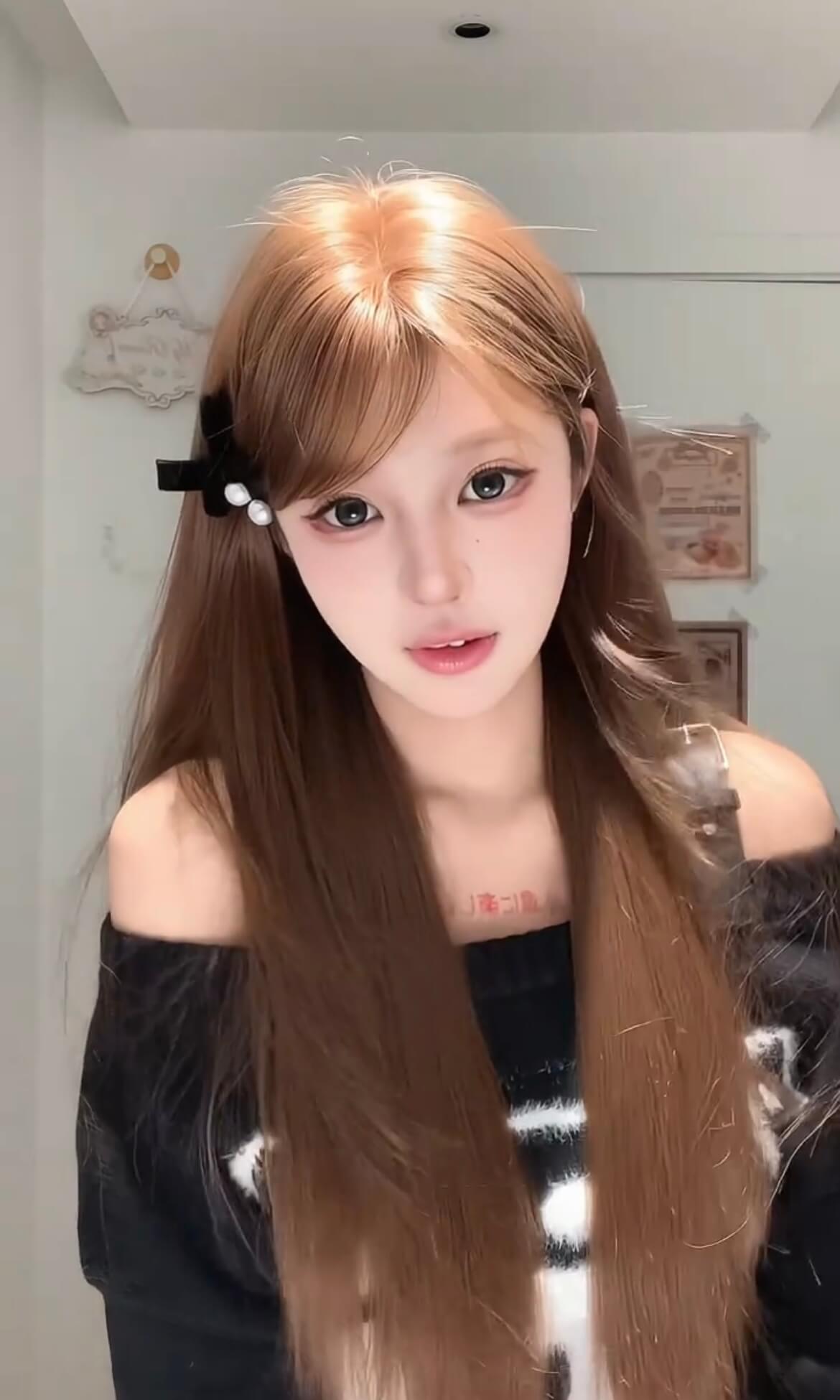 Sunshine 🌞 Bean Sun-Brown Long Straight Wig – Layered & Youthful Design, Full Cap, 60–70cm