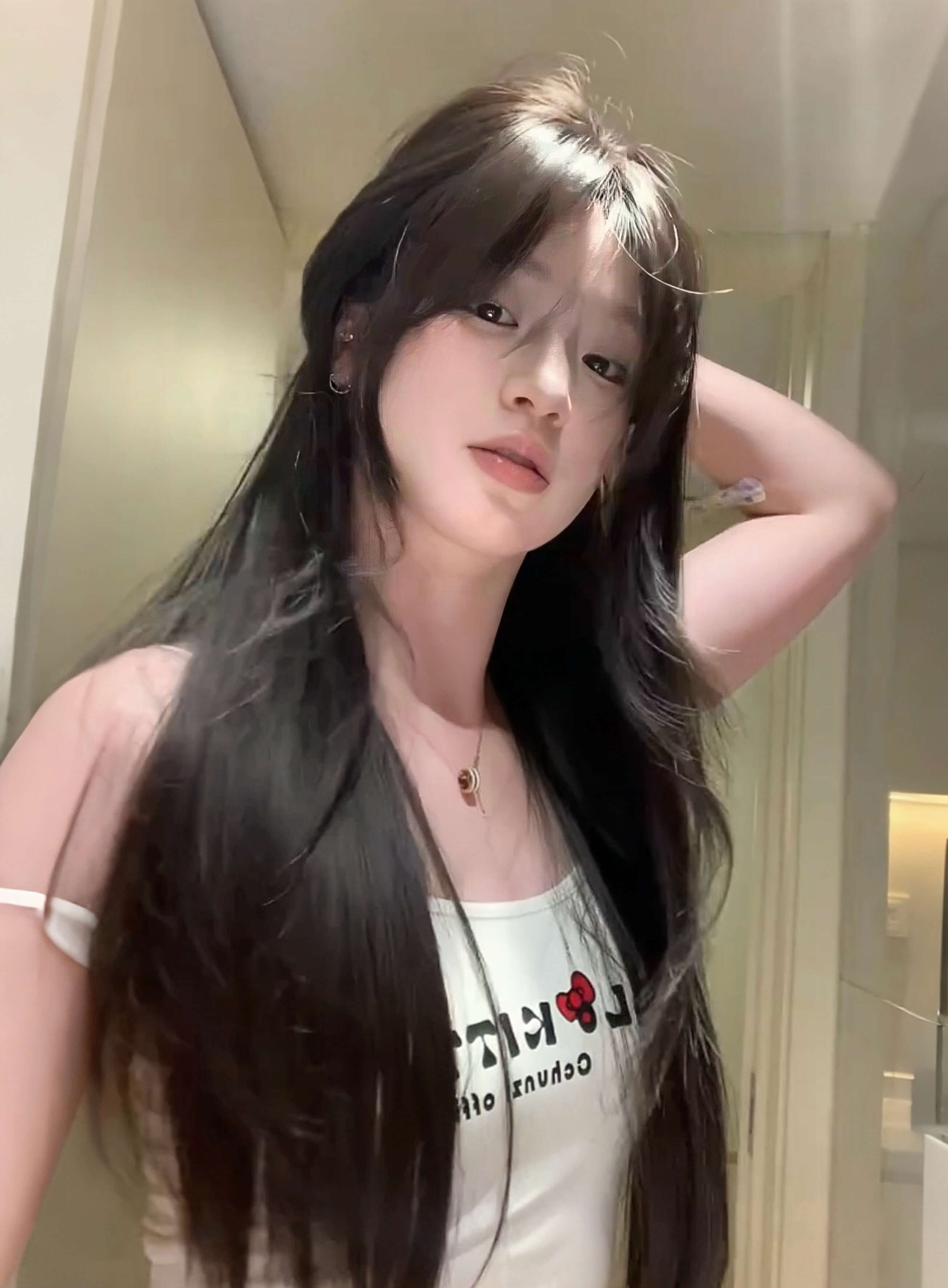 Sweet 🎀 Romance Layered Long Straight Wig – Natural & Breathable, Full Cap, 60–70cm