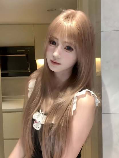 Fairy 🧚‍ Layered Bangs Wig – Golden Full Cap, Girl-Group Style, Soft & Natural