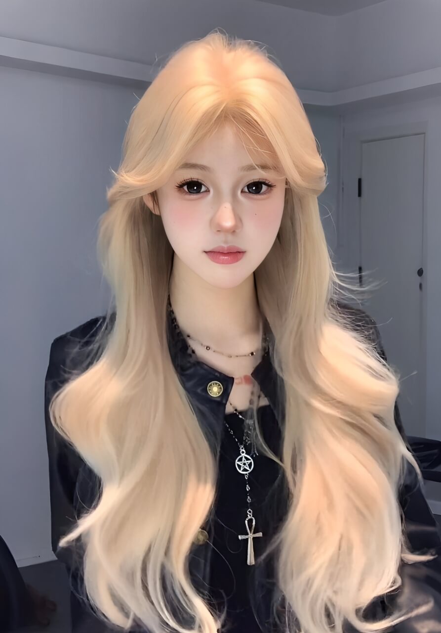 Starlight 💫 Blonde / Black / Brown / Orange Wig – Middle-Part Fringe, Straight / Wavy, Exclusive Design, Full Cap, 65–75cm