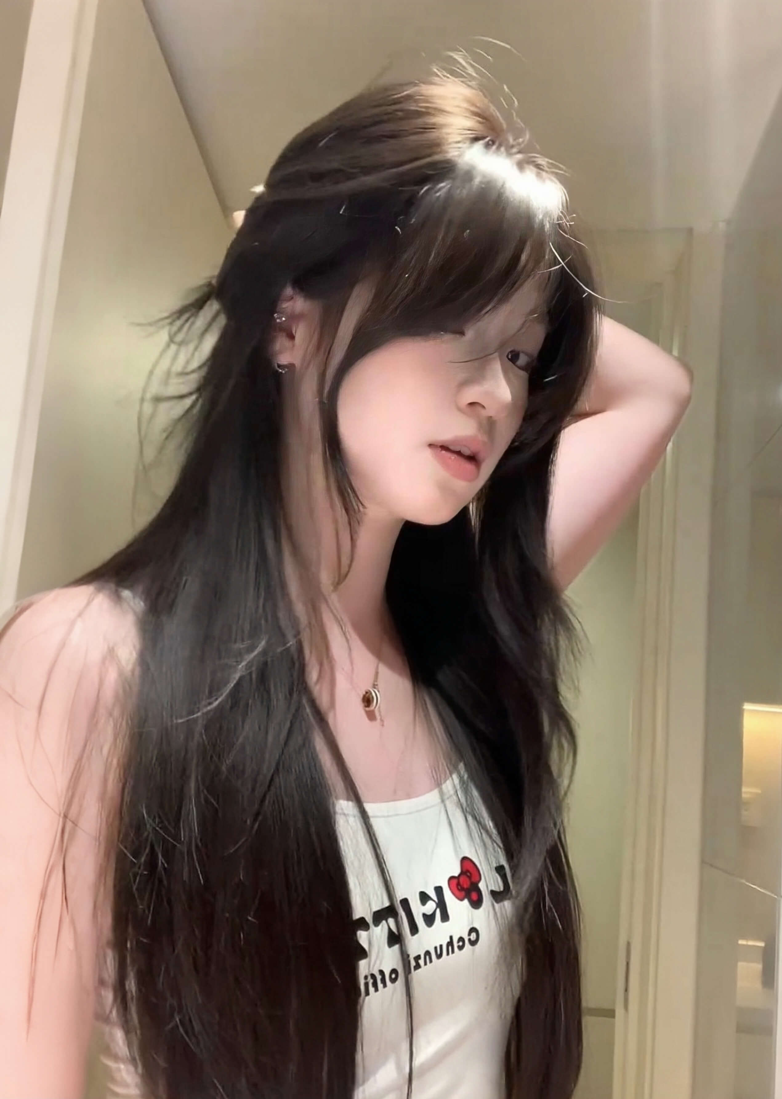 Sweet 🎀 Romance Layered Long Straight Wig – Natural & Breathable, Full Cap, 60–70cm