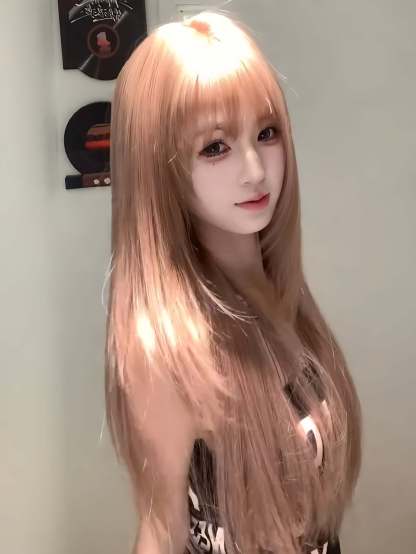 Fairy 🧚‍ Layered Bangs Wig – Golden Full Cap, Girl-Group Style, Soft & Natural