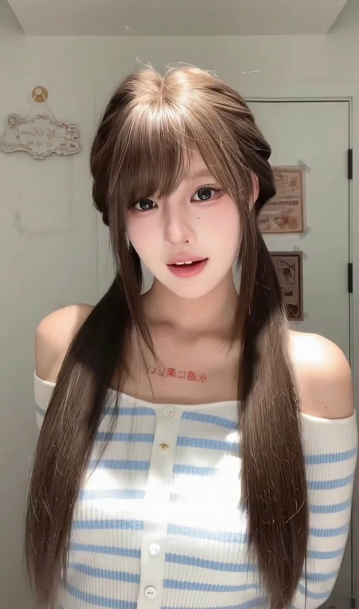 Iced Mocha 🧊 Long Straight Layered Wig with Wispy Bangs - Cool Ash Brown, Heat Resistant, 65-70cm
