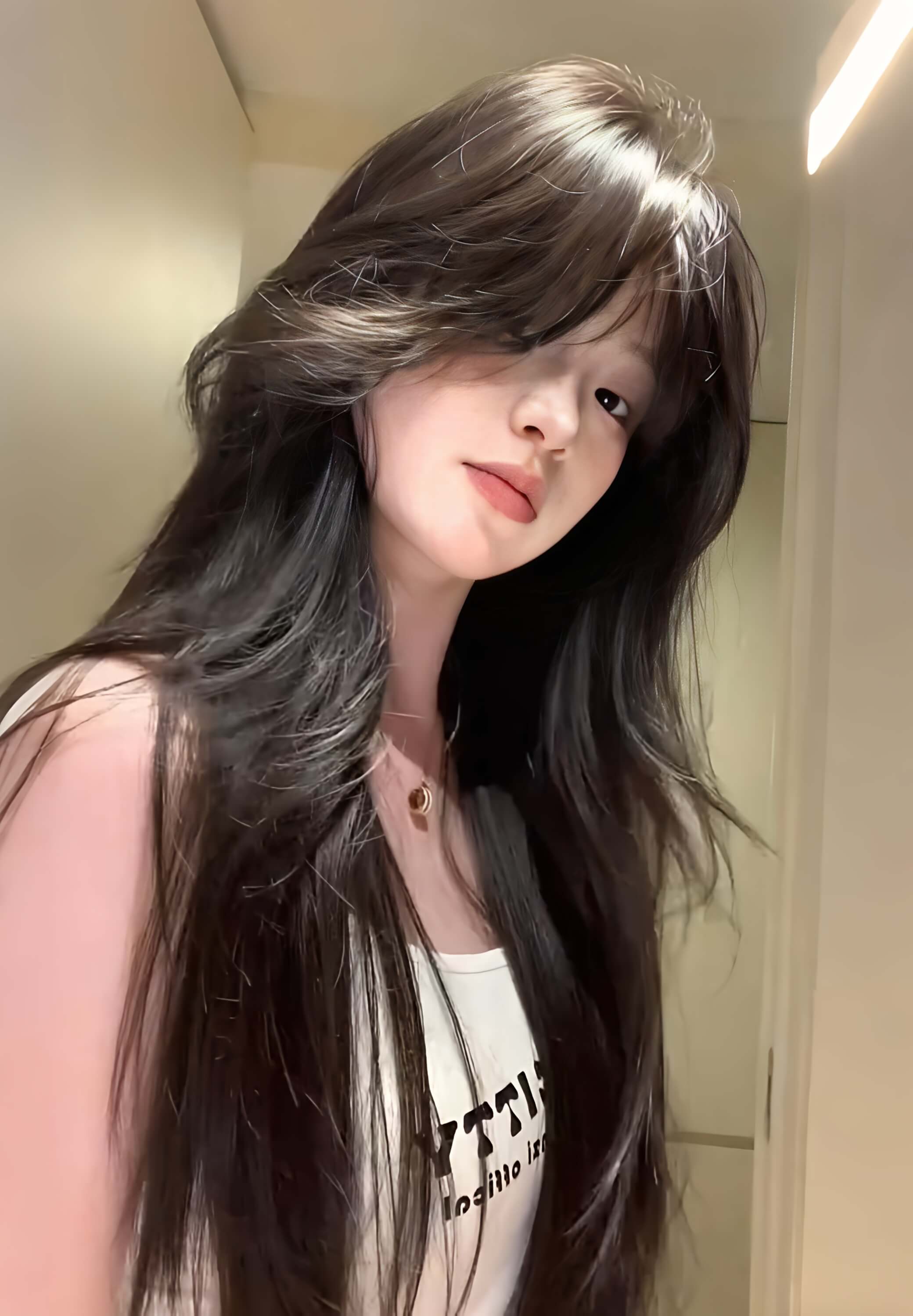 Sweet 🎀 Romance Layered Long Straight Wig – Natural & Breathable, Full Cap, 60–70cm