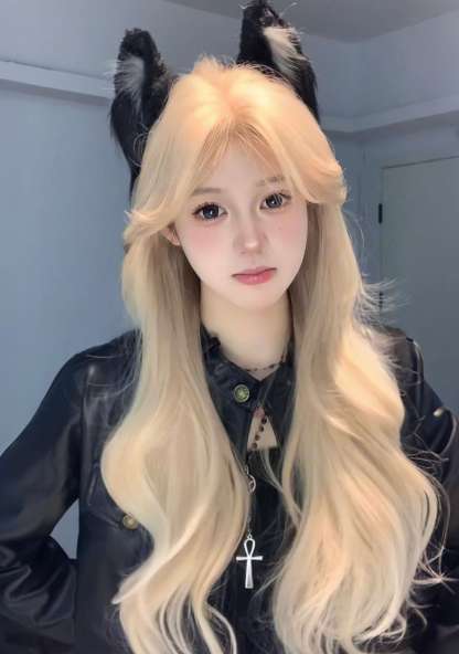 Starlight 💫 Blonde / Black / Brown / Orange Wig – Middle-Part Fringe, Straight / Wavy, Exclusive Design, Full Cap, 65–75cm