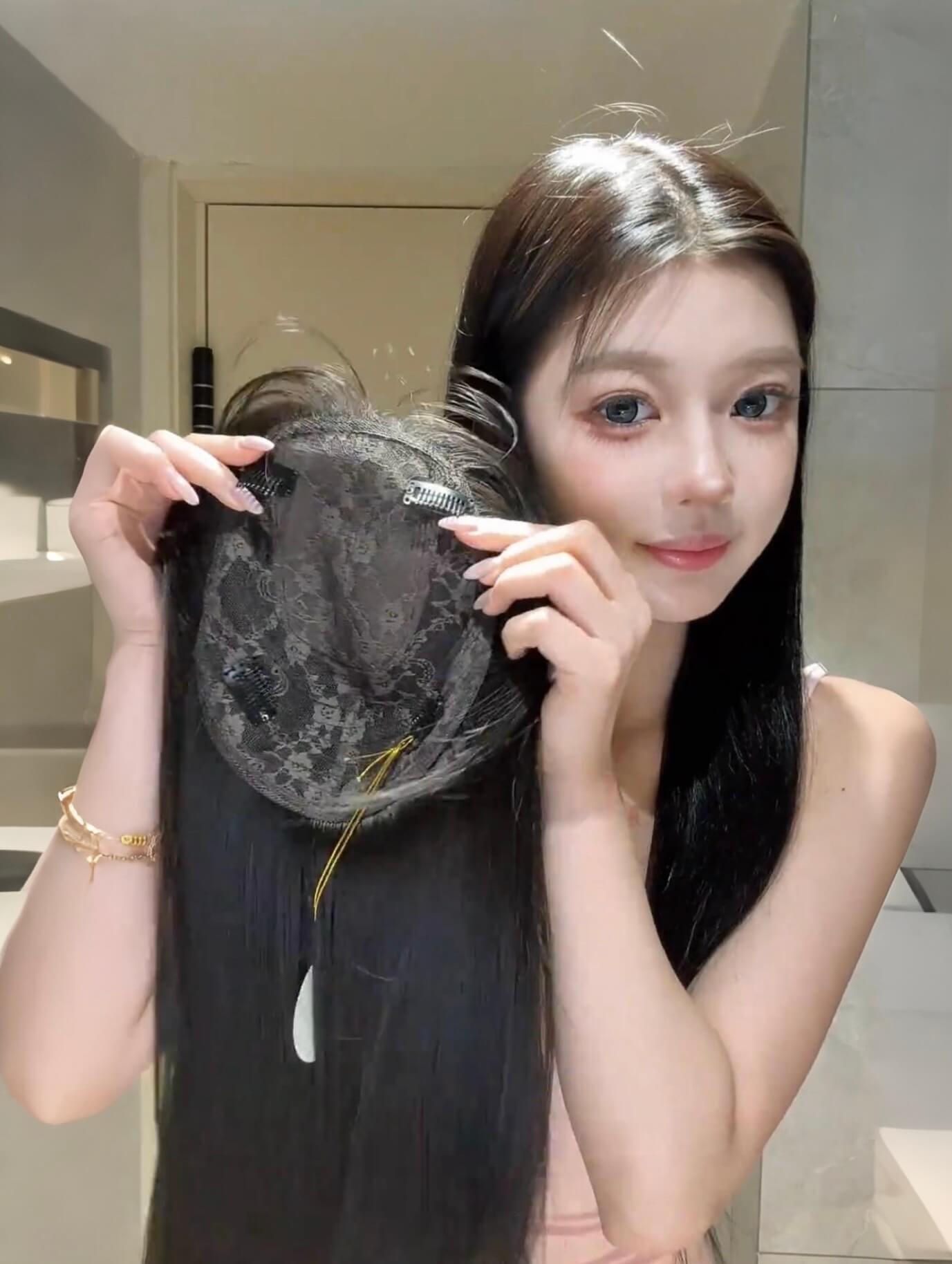 Moonlight🌙Long Straight Wig with Bangs – Refined Sideburns, Breathable & Natural, No Wig Cap Needed, 65–75cm