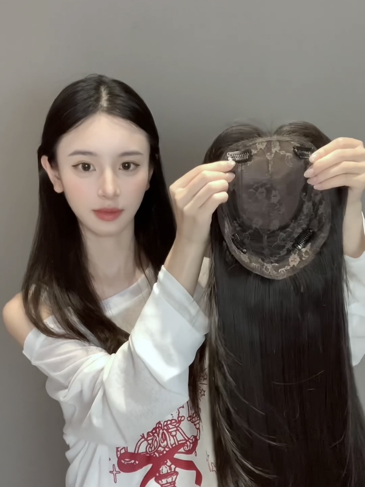 Morning Light 🌻 Middle-Part Straight Topper – Face-Framing Design, Natural Black, No-Wig-Cap Style, 65–75cm