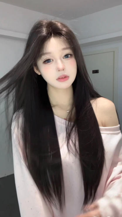 Lina ❤ Middle-Part Long Straight Wig – Natural Vibe Style, Caramel Brown / Natural Black, Full Cap, 65–75cm