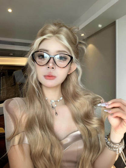 Starlight✨ Blonde Highlighted Long Wig – Middle Part, Wavy + Straight Styles, Face-Framing Layers, Natural & Breathable, Full Cap, 65–75cm