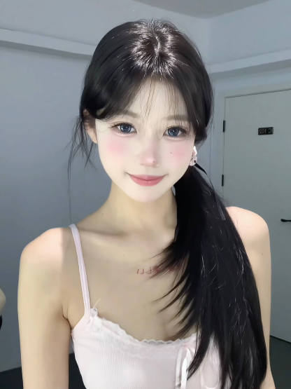 Whisper Layered Long Straight Wig – Refined Sideburns, Natural & Breathable, Full Cap, 60–70cm