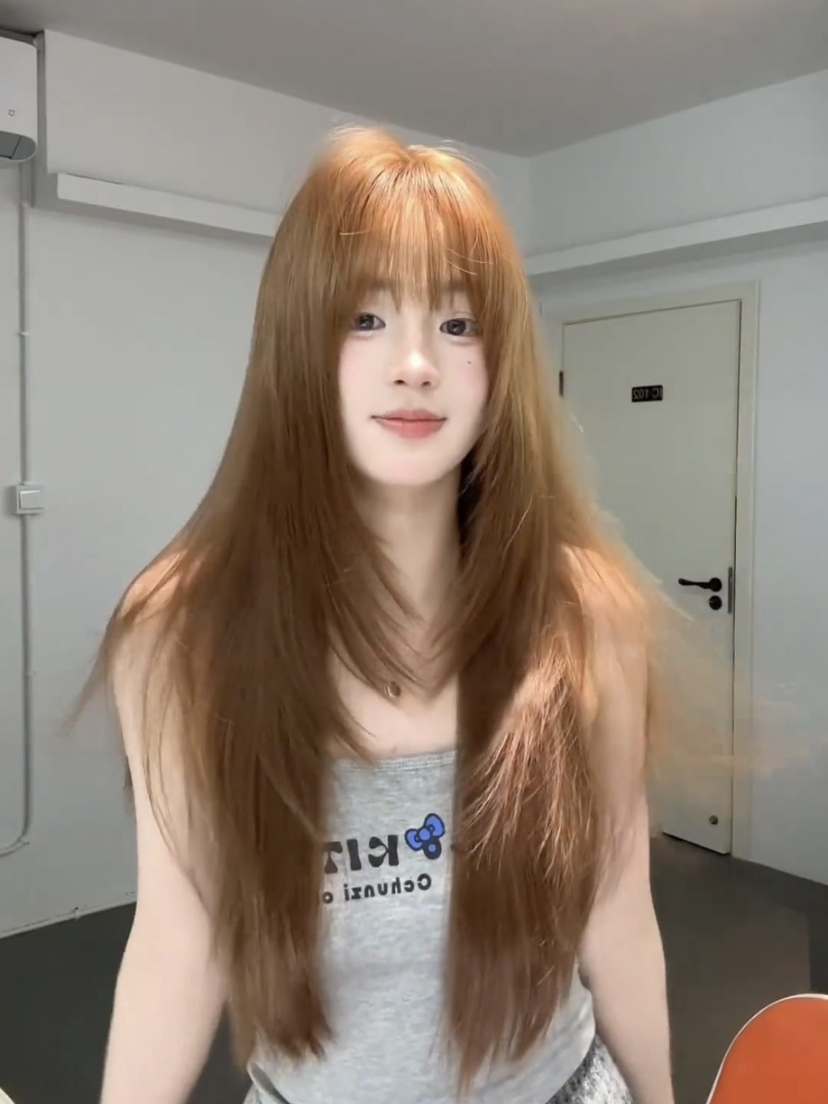 Sweet ❤ Bean Sun-Brown Long Straight Wig – Layered & Youthful Design, Full Cap, 60–70cm