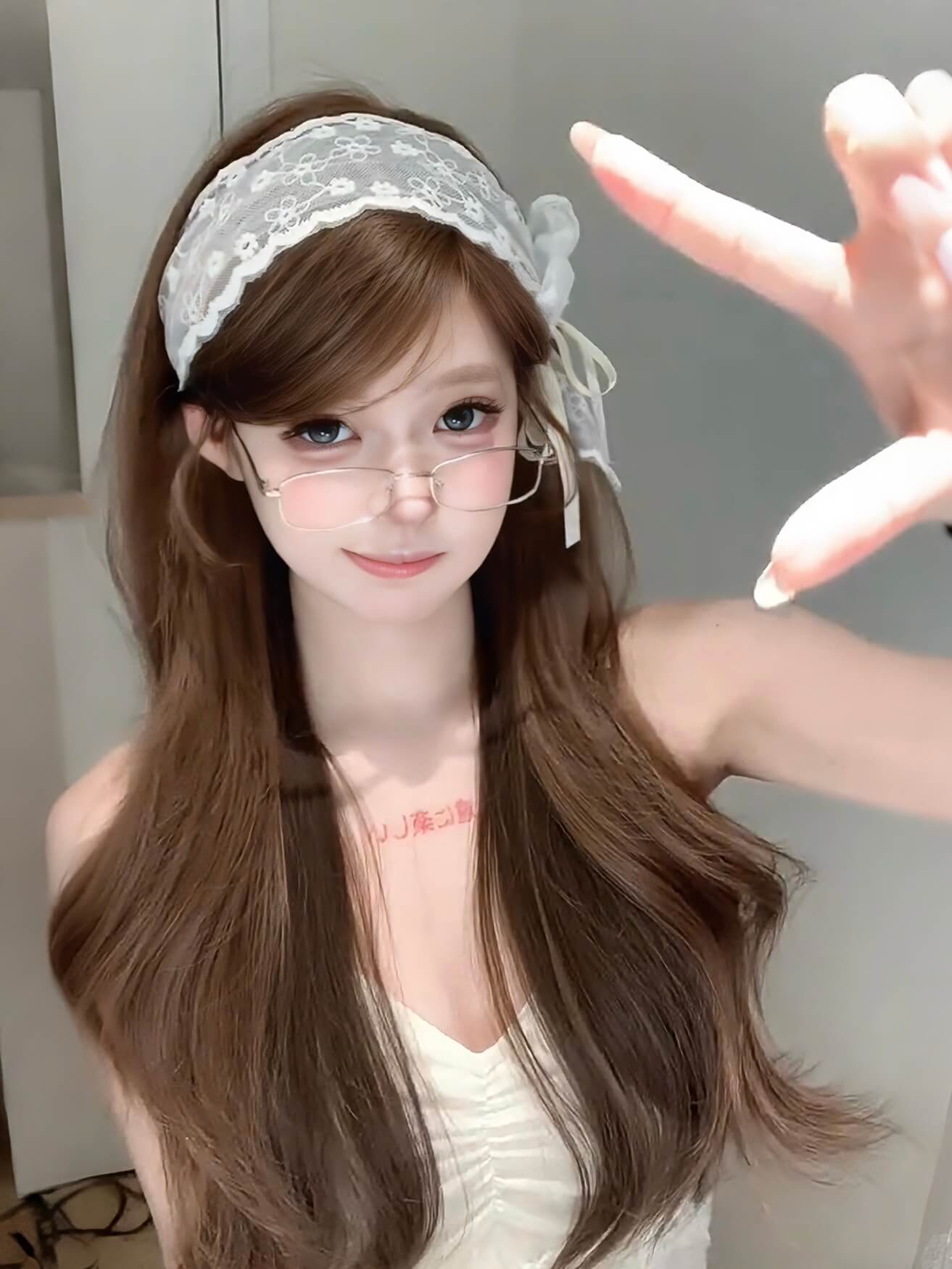 Cookie 🍪 Middle-Part Brown Wavy Wig – Natural & Silky, Full Cap, 65–75 cm