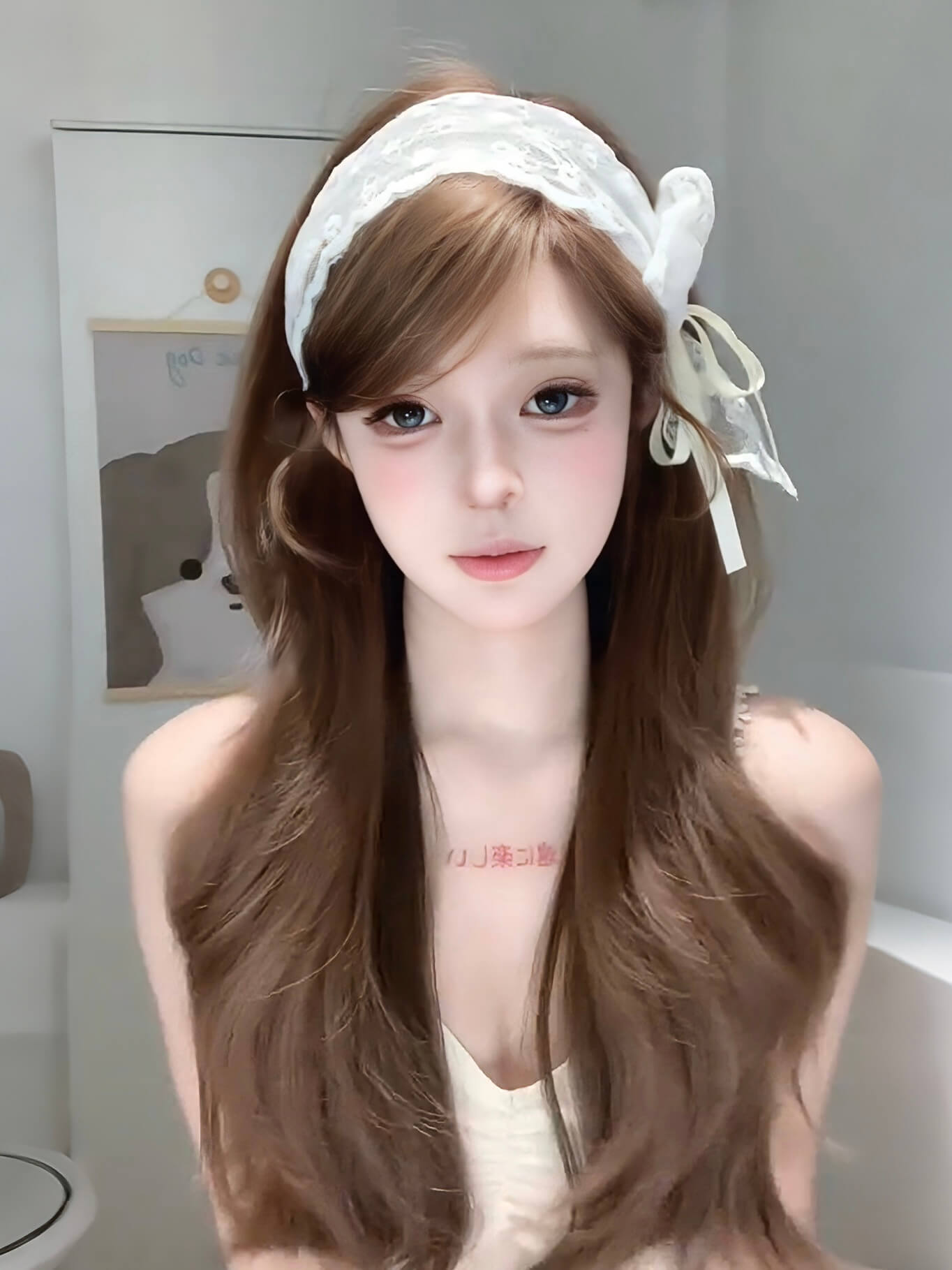 Cookie 🍪 Middle-Part Brown Wavy Wig – Natural & Silky, Full Cap, 65–75 cm