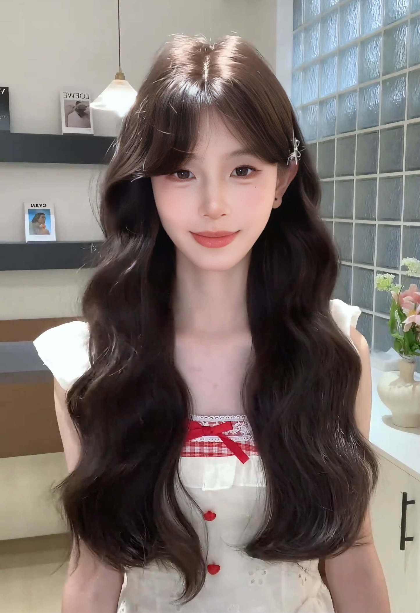 Candy 🍬 Middle-Part Black Wool-Curl Wig – Natural & Silky, Full Cap, 65–75 cm