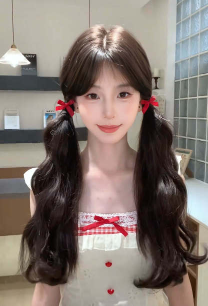 Candy 🍬 Middle-Part Black Wool-Curl Wig – Natural & Silky, Full Cap, 65–75 cm