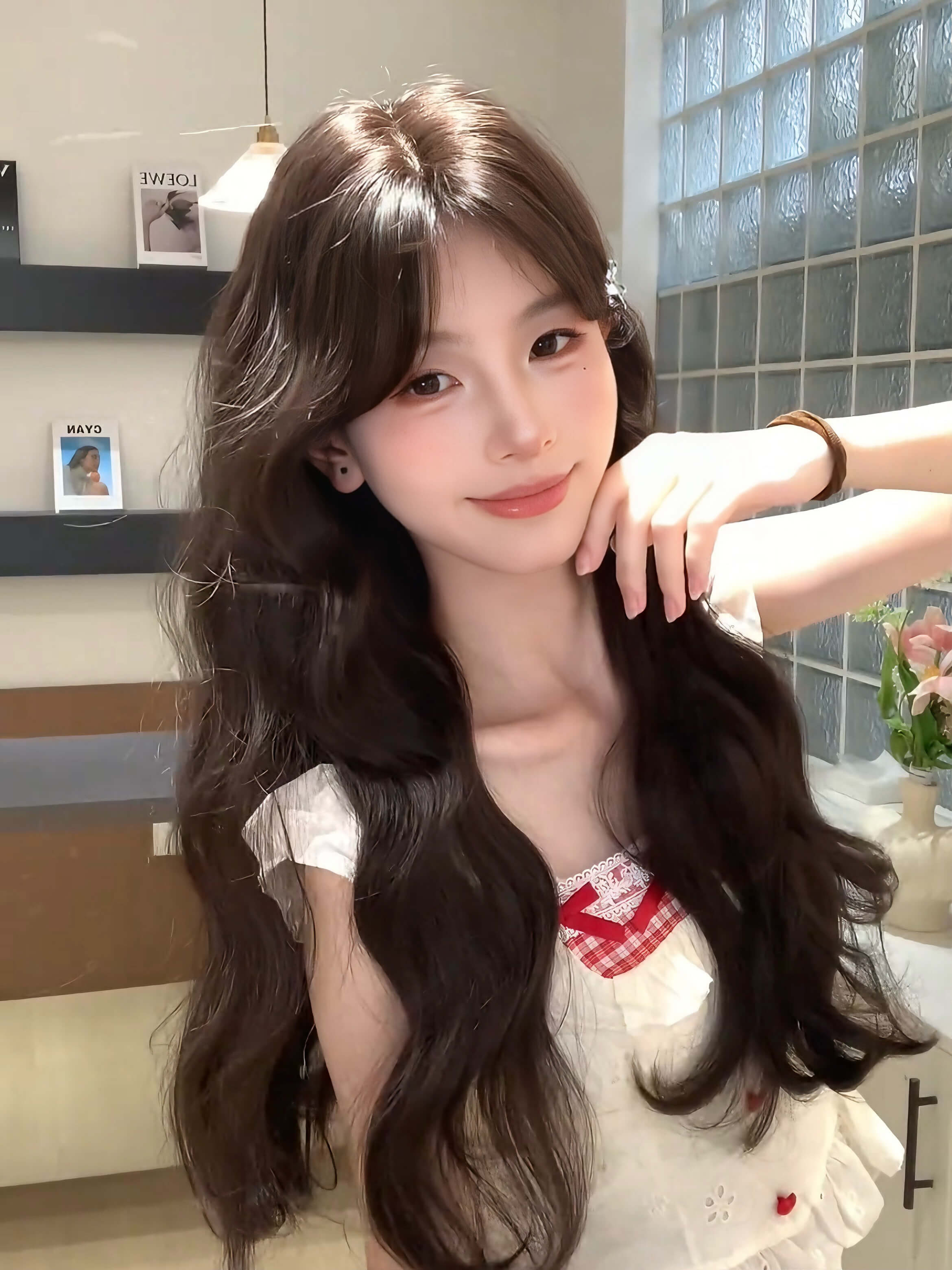 Candy 🍬 Middle-Part Black Wool-Curl Wig – Natural & Silky, Full Cap, 65–75 cm