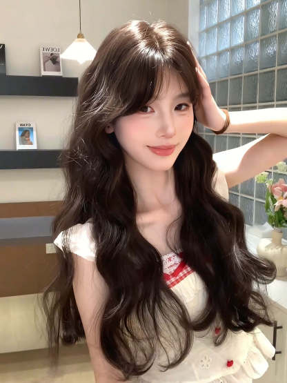 Candy 🍬 Middle-Part Black Wool-Curl Wig – Natural & Silky, Full Cap, 65–75 cm