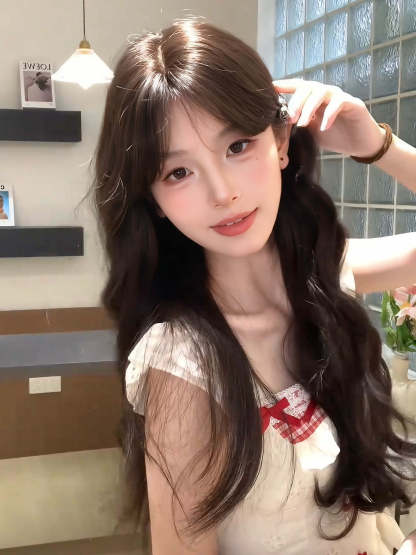 Candy 🍬 Middle-Part Black Wool-Curl Wig – Natural & Silky, Full Cap, 65–75 cm