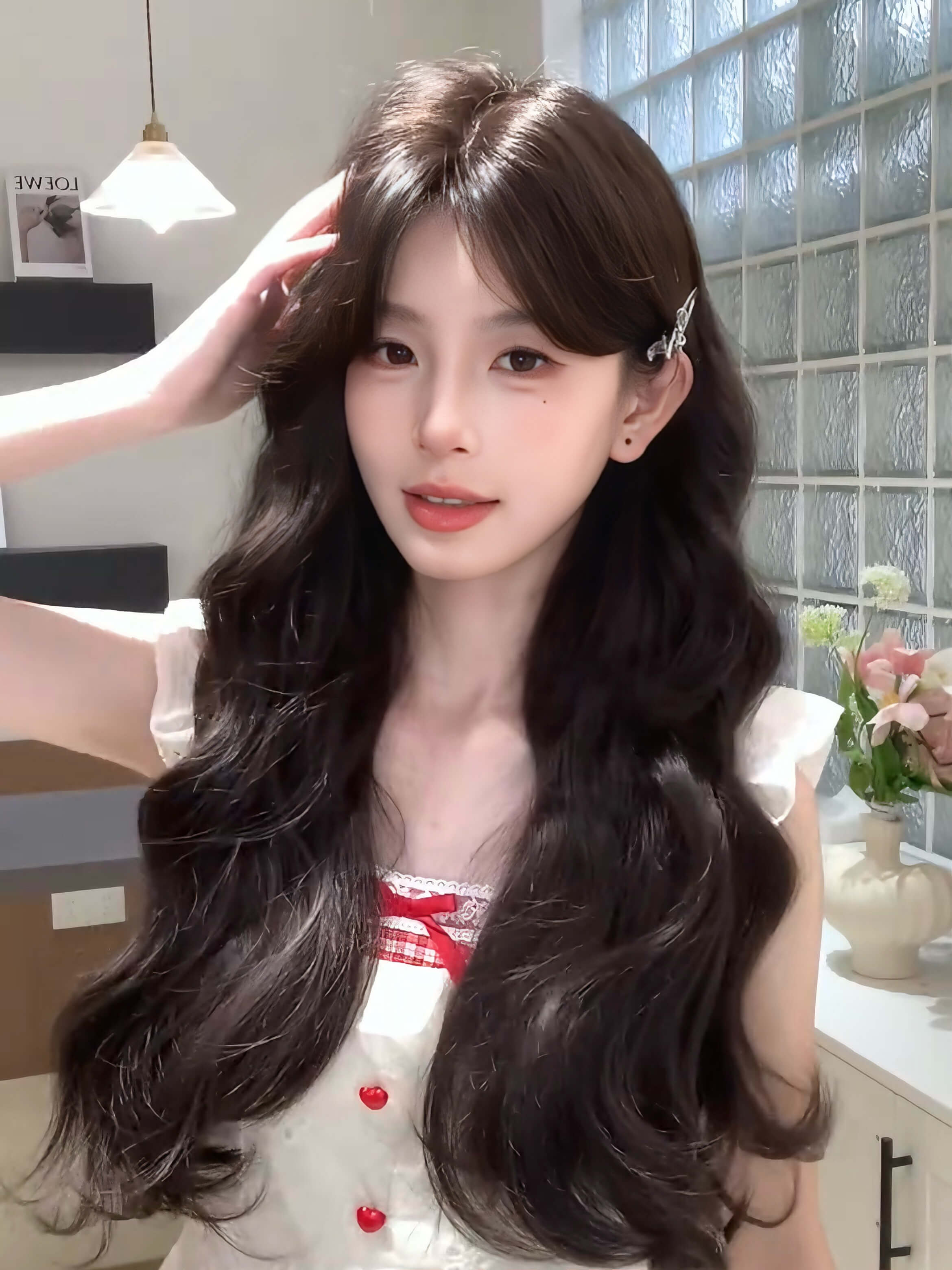 Candy 🍬 Middle-Part Black Wool-Curl Wig – Natural & Silky, Full Cap, 65–75 cm