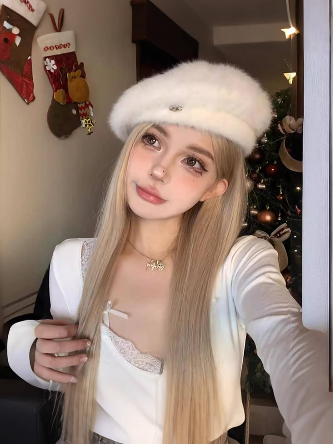 Starlight✨ Blonde Highlighted Long Wig – Middle Part, Wavy + Straight Styles, Face-Framing Layers, Natural & Breathable, Full Cap, 65–75cm