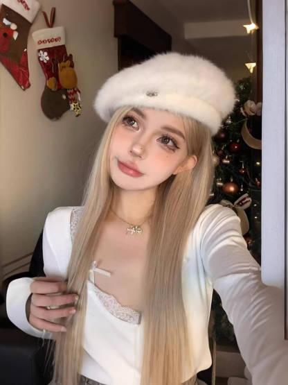 Starlight✨ Blonde Highlighted Long Wig – Middle Part, Wavy + Straight Styles, Face-Framing Layers, Natural & Breathable, Full Cap, 65–75cm