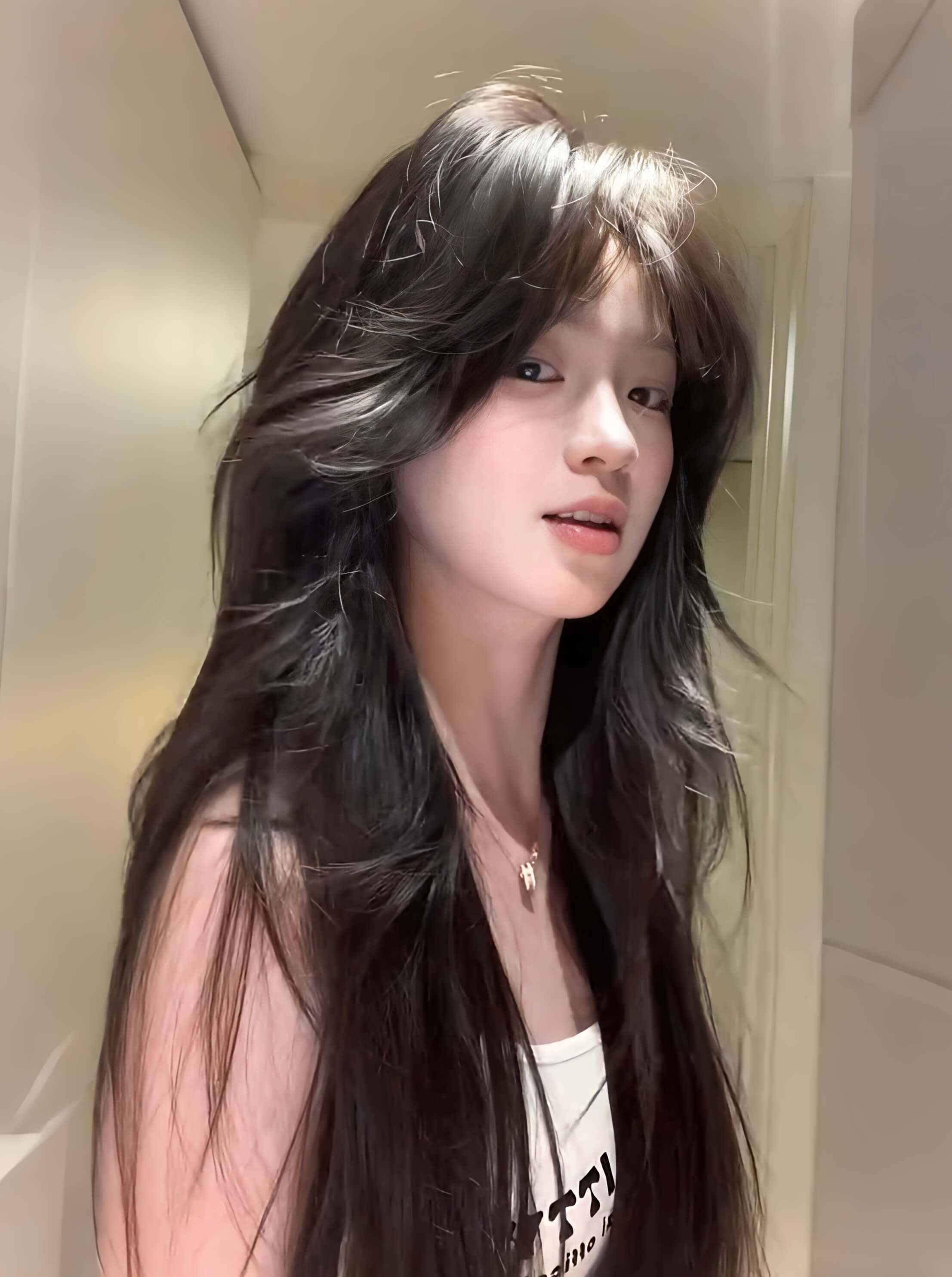 Sweet 🎀 Romance Layered Long Straight Wig – Natural & Breathable, Full Cap, 60–70cm