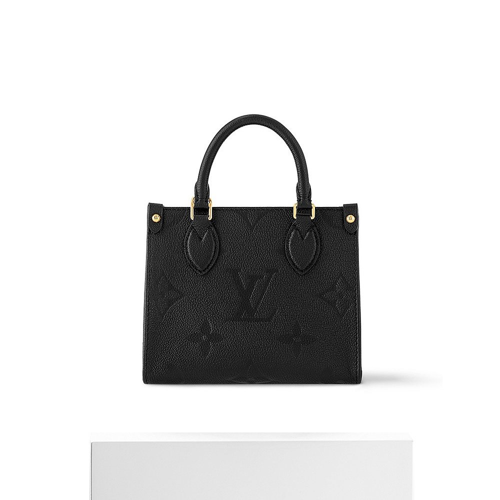 LV/ルイ・ヴィトン24新作 レディースブラックカーフレザーエンボス加工取り外し可能ショルダーストラップ付きハンドバッグ  