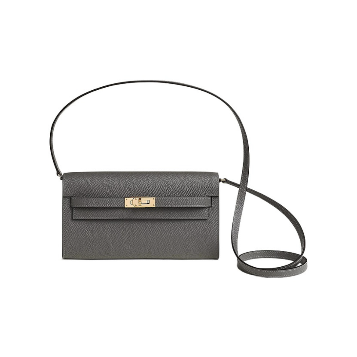 HERMES Kelly Long To Go シルバーバックル エプソムレザー 財布 ハンドバッグ ショルダーバッグ 通常サイズ レディース 