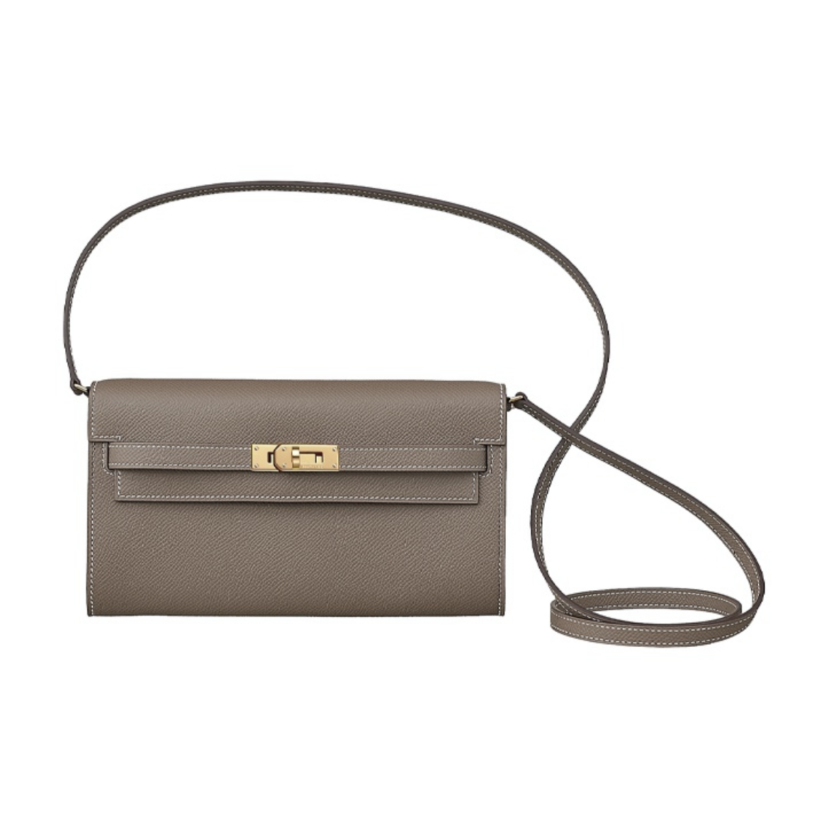 HERMES Kelly Long To Go シルバーバックル エプソムレザー 財布 ハンドバッグ ショルダーバッグ 通常サイズ レディース 