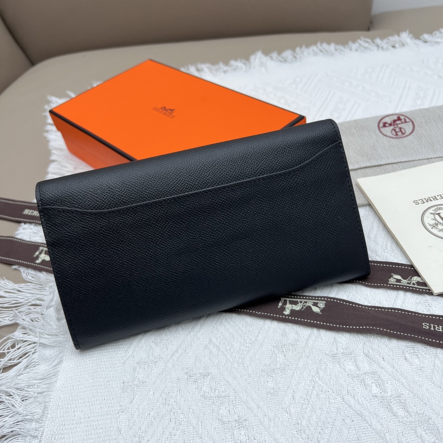 HERMES Constance To Go バックル付きシルバーエプソン牛革クラッチウォレットカードケース