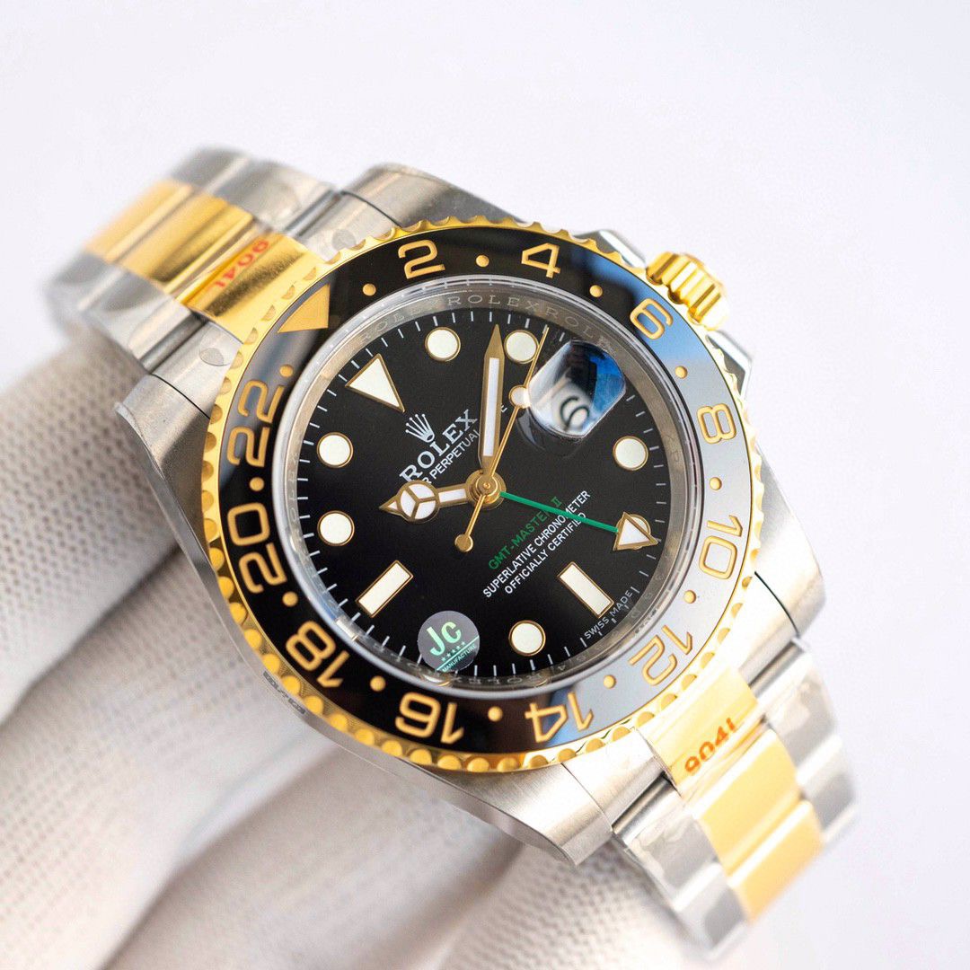 NEW 2025 新2025グリニッジGreenwich ll 42mm ブラックダイアル ベージュゴールドケース ロレックス