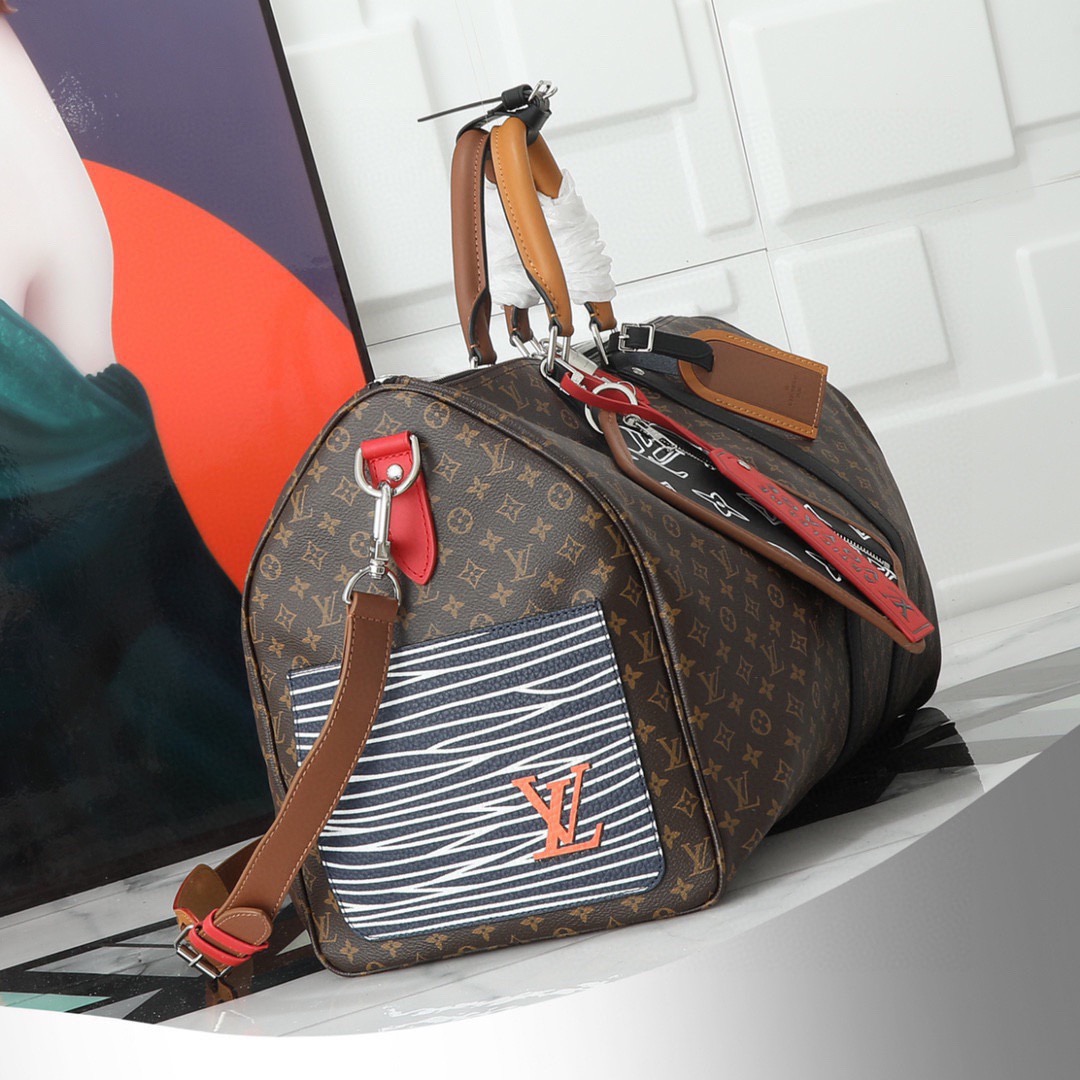 LOUIS VUITTON ルイ・ヴィトン  KEEPALL BANDOULIERE トラベルバッグ パッチワーク ジムバッグ ハンドバッグM56855老花