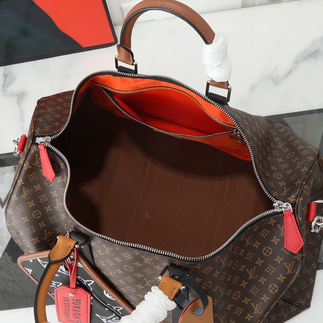 LOUIS VUITTON ルイ・ヴィトン  KEEPALL BANDOULIERE トラベルバッグ パッチワーク ジムバッグ ハンドバッグM56855老花