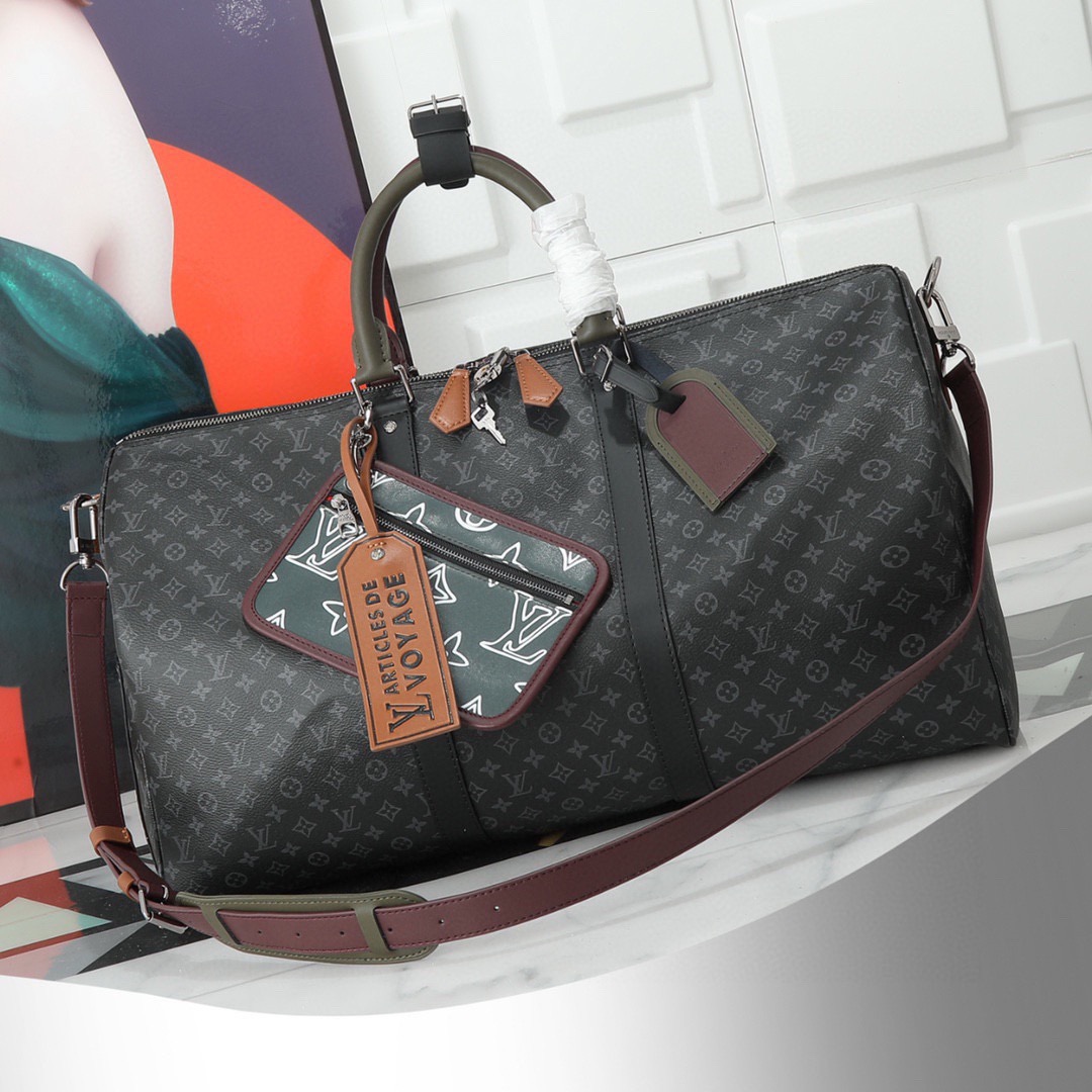 LOUIS VUITTON ルイ・ヴィトン  KEEPALL BANDOULIERE トラベルバッグ パッチワーク ジムバッグ ハンドバッグM56856 黒花