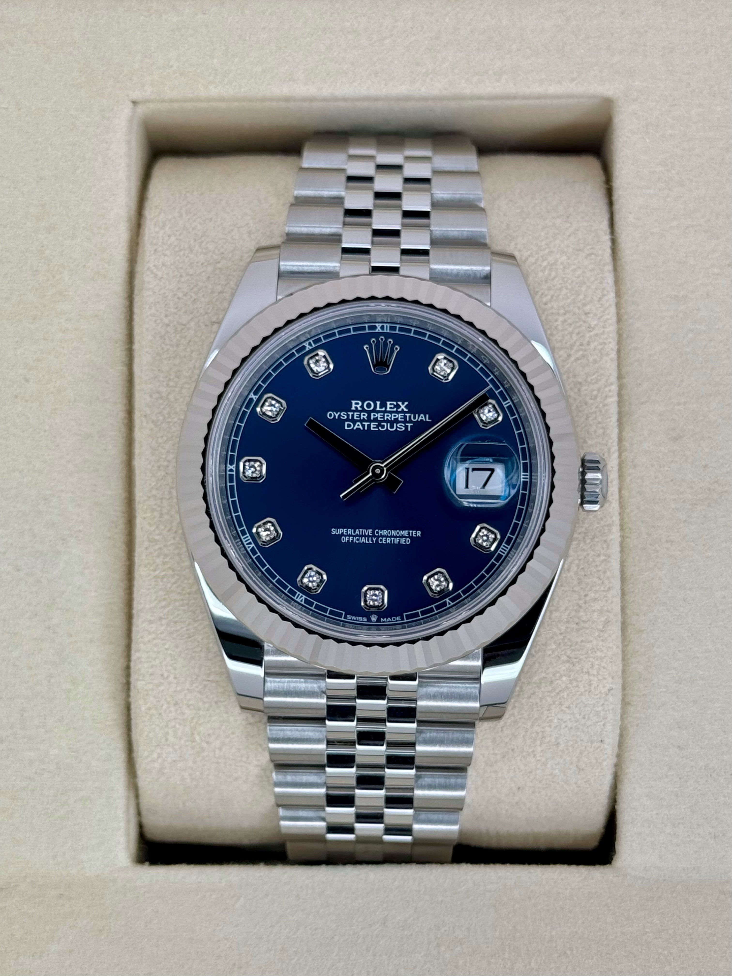 NEW 2025ロレックスデイトジャスト41ミリメートル126334ステンレススチールジュビリーブルーダイヤモンドダイヤル
