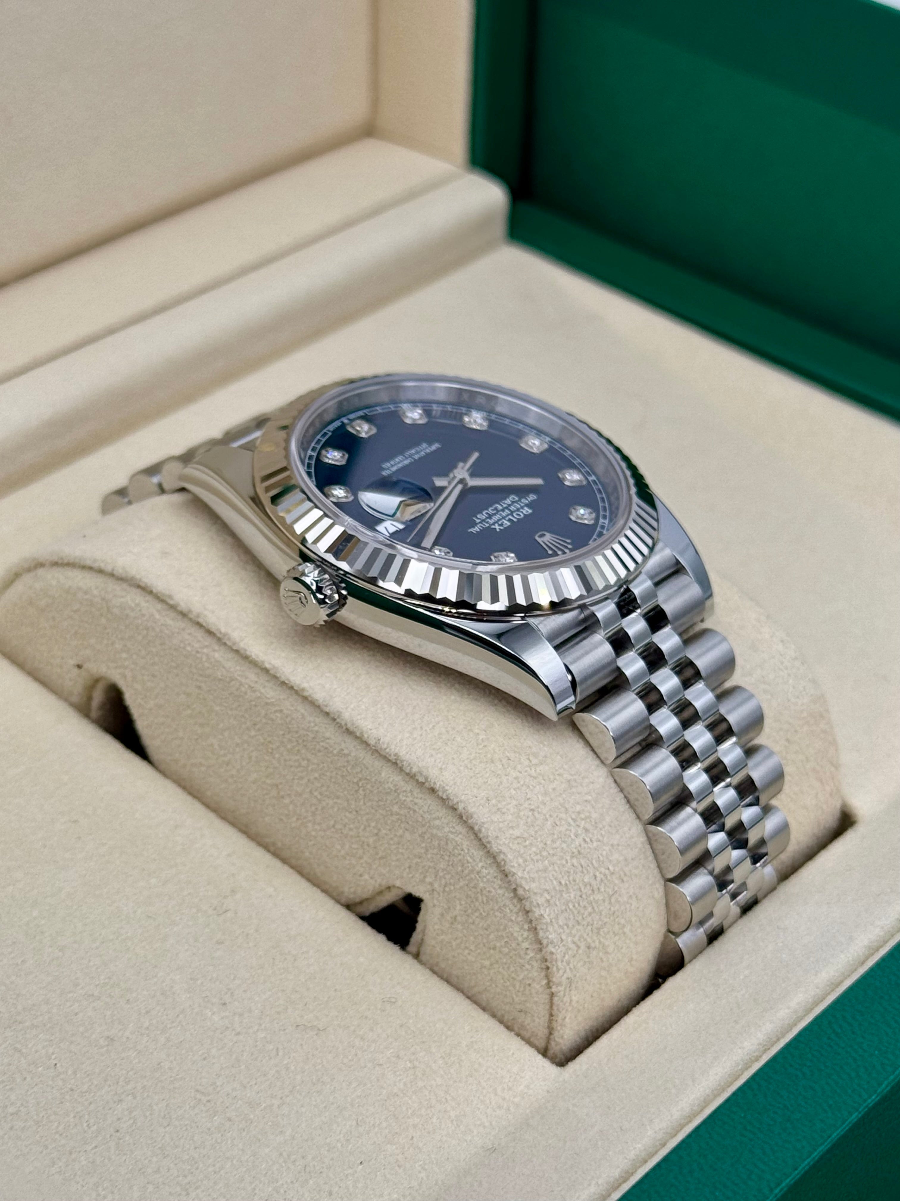 NEW 2025ロレックスデイトジャスト41ミリメートル126334ステンレススチールジュビリーブルーダイヤモンドダイヤル