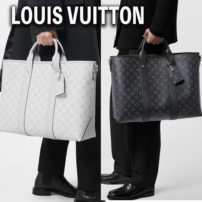 LOUIS VUITTON 機能的 ヴィトン トートバッグ ウィークエンド 白 黒 ビジネス