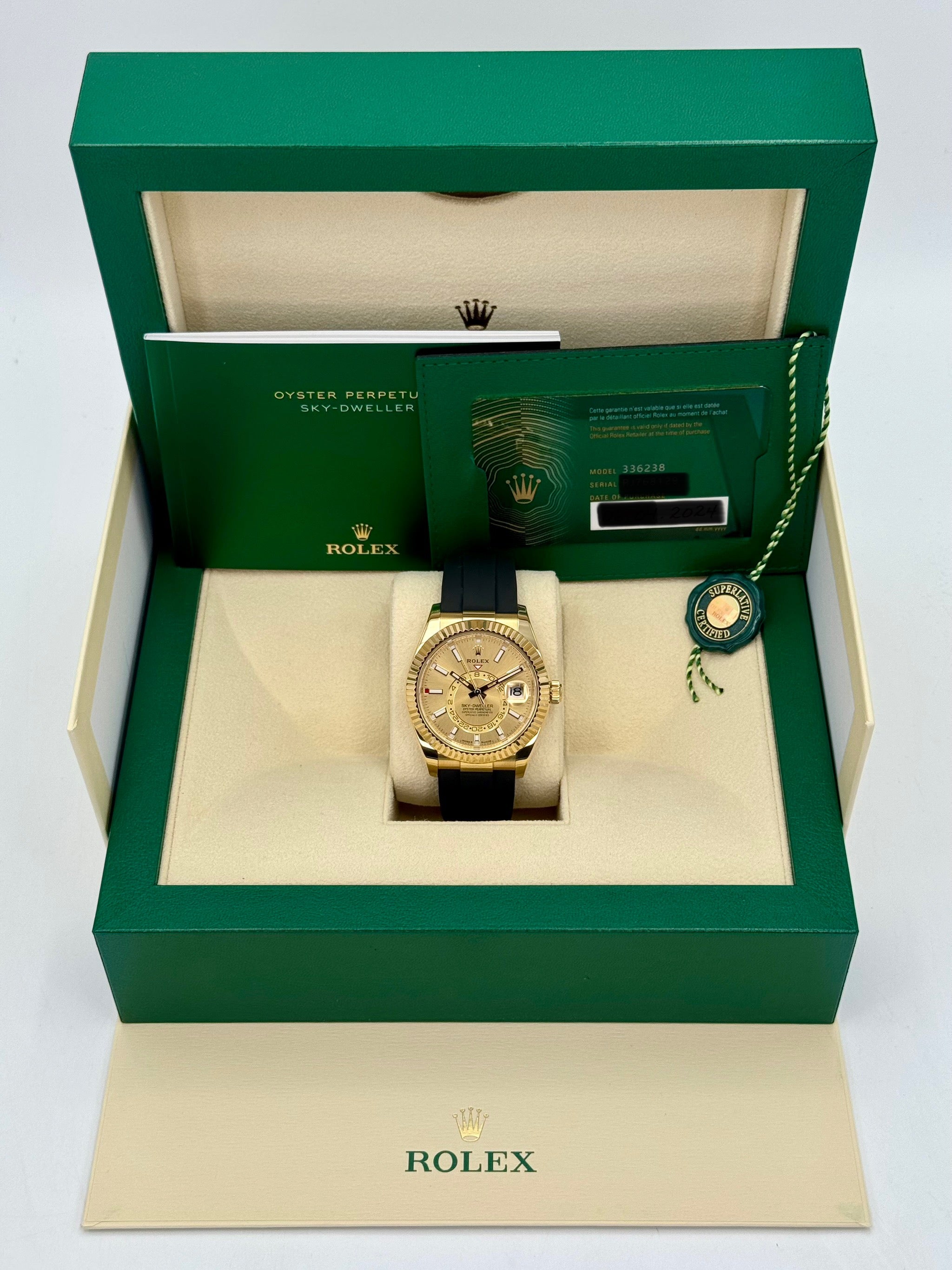 2024 ロレックス スカイドゥエラー 42mm 336238 イエローゴールド オイスターフレックス シャンパンダイヤル