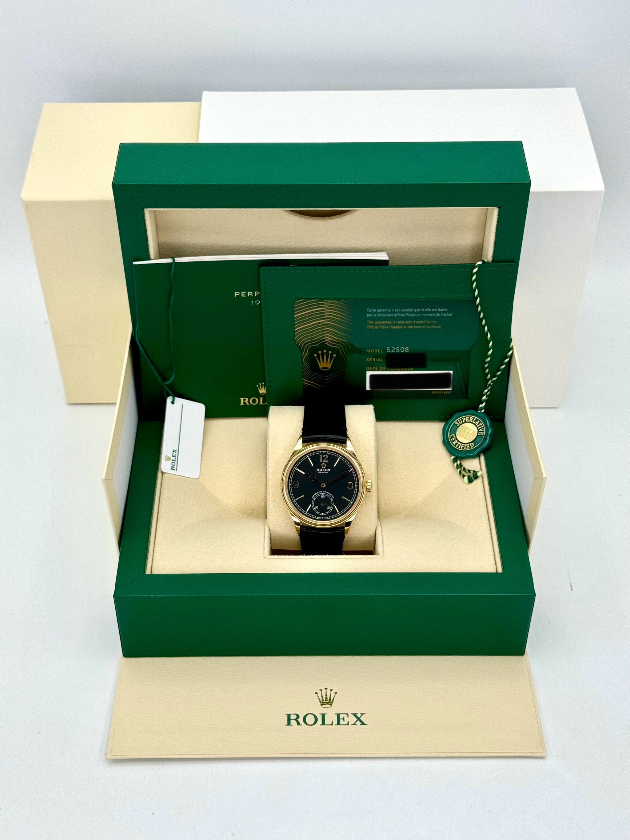 NEW 2024 Rolex 1908 39mm 52508 イエローゴールド ブラックダイヤル