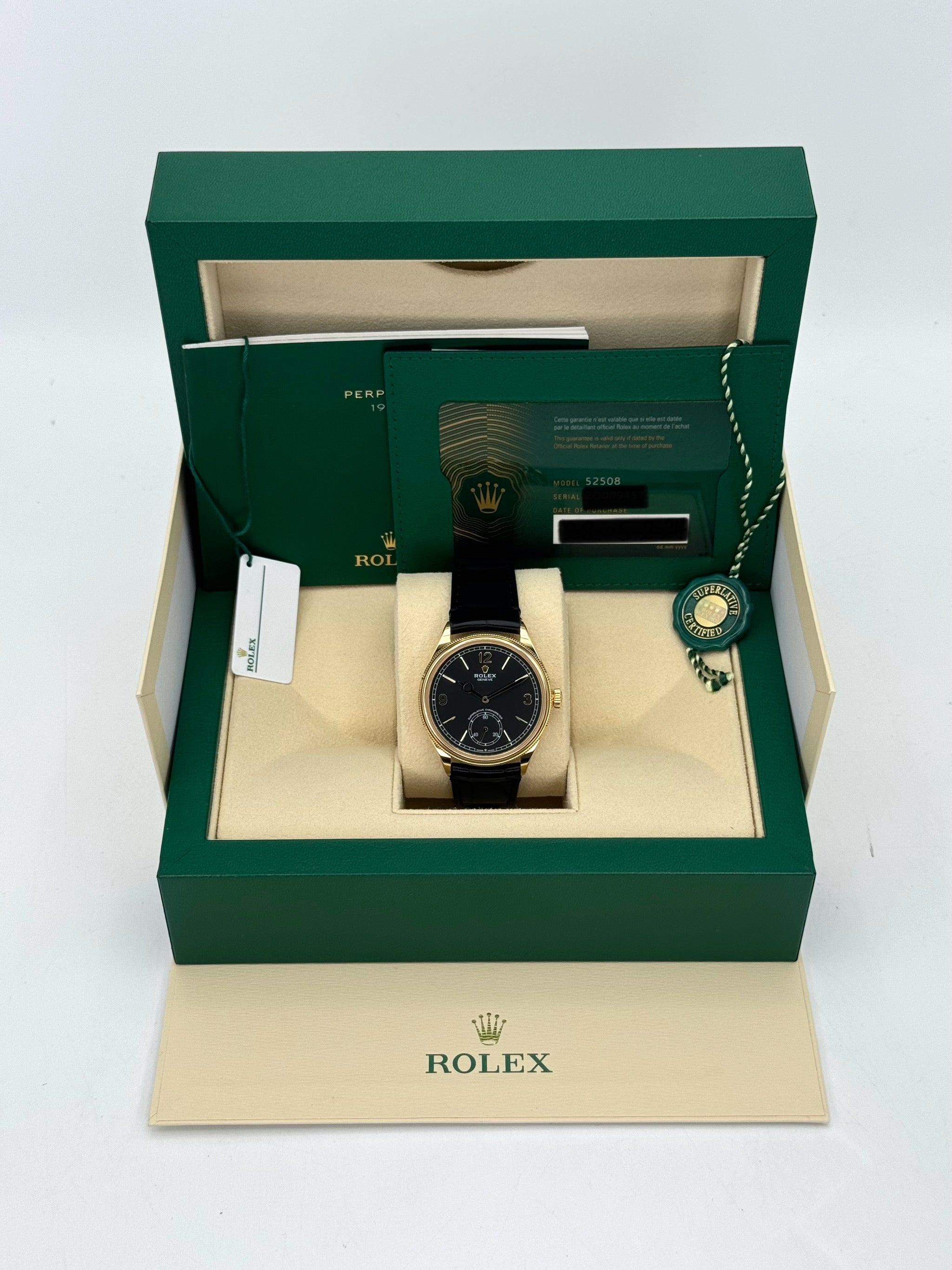 NEW 2024 Rolex 1908 39mm 52508 イエローゴールド ブラックダイヤル