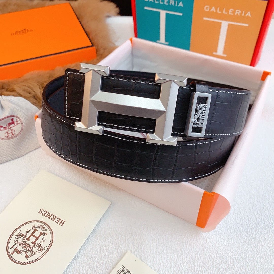 HERMES  本物の同期式高品質純鋼バックル、スモールクロコダイル腹パターンバージョン