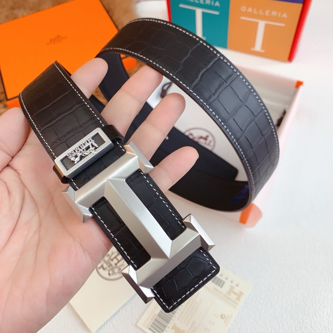 HERMES  本物の同期式高品質純鋼バックル、スモールクロコダイル腹パターンバージョン