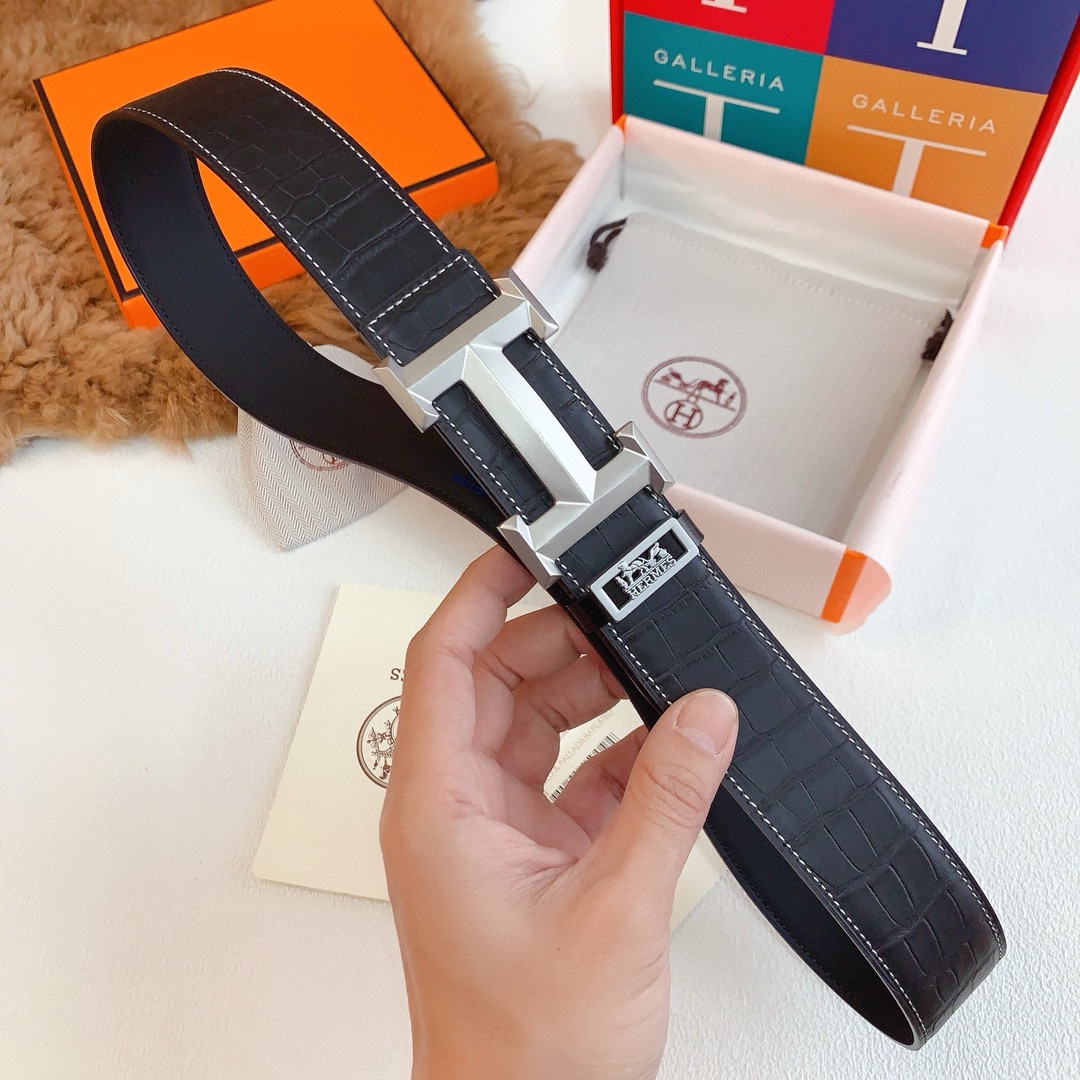 HERMES  本物の同期式高品質純鋼バックル、スモールクロコダイル腹パターンバージョン